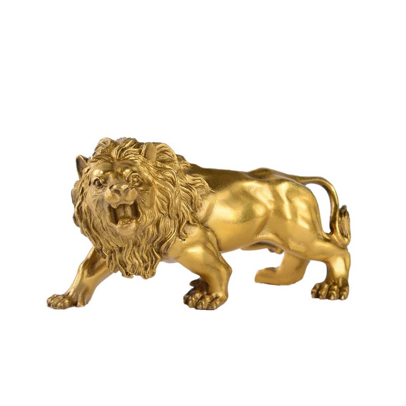 BRABUD Chinese Fengshui Handmade Brass Magical and Noble Lion Statue Attract Wealth Home Decor Housewarming Gift ï¼ˆjinshiziï¼‰ - Image 1